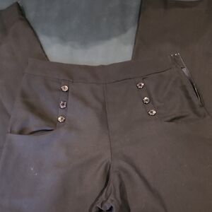 Unique Vintage Navy Trousers with Button Accents